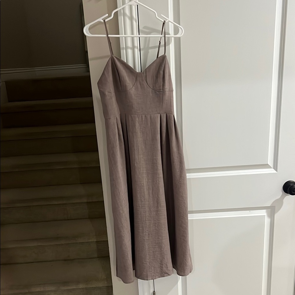 Very J Brown Spaghetti Strap Midi Dress